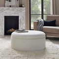 Dusklia - Stockton Boucle Round Storage Pouffe - Off White