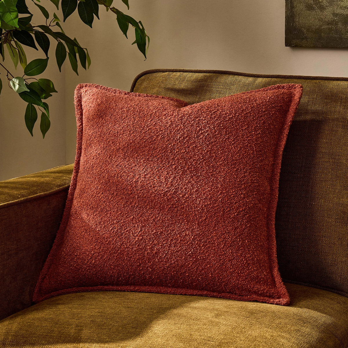 Dusklia - Boucle Sofa Cushion Cover - Rust