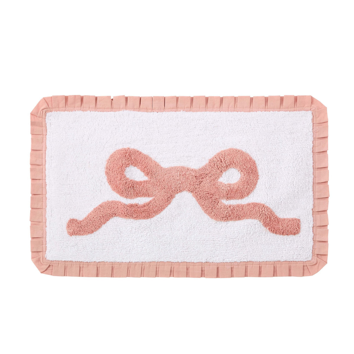 Dusklia - Bow Tufted Bath Mat - Pink/White
