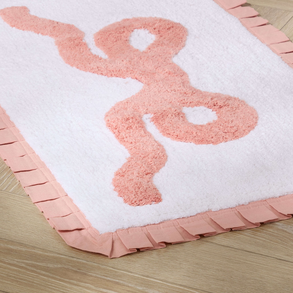 Dusklia - Bow Tufted Bath Mat - Pink/White