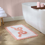 Dusklia - Bow Tufted Bath Mat - Pink/White