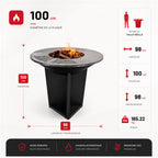 Brasero Barbecue REVO Bilbao – Acier 100 cm – Plaque circulaire – Rangement à bois intégré