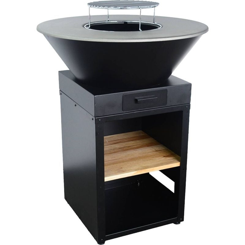 Brasero Plancha REVO Vigo – Ø 81,5 cm – Grille de cuisson – Rangement à bûches
