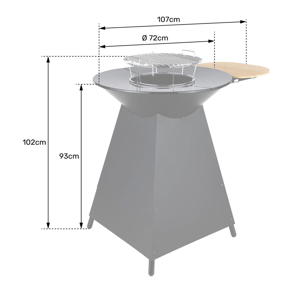 Brasero de cuisson bois & charbon avec plaque en fonte émaillée REVO Vulcan