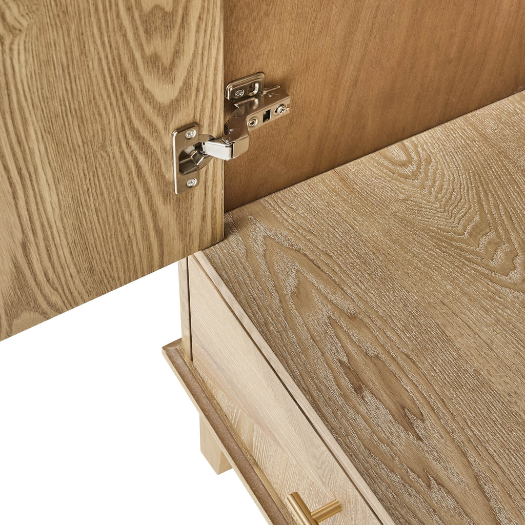 Dusklia - Brianna Concave 2 Door Wardrobe with Drawers - Light Wood