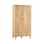 Dusklia - Brianna Concave 2 Door Wardrobe with Drawers - Light Wood