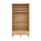 Dusklia - Brianna Concave 2 Door Wardrobe with Drawers - Light Wood