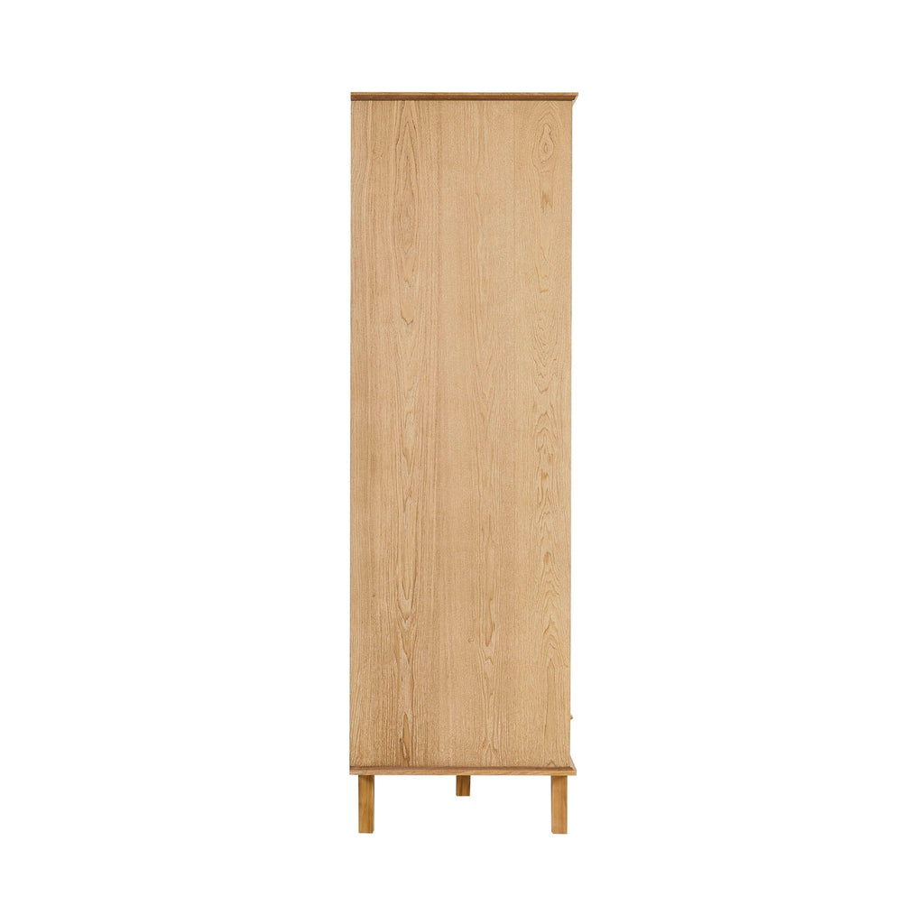 Dusklia - Brianna Concave 2 Door Wardrobe with Drawers - Light Wood