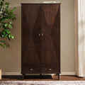 Dusklia - Brianna Concave 2 Door Wardrobe with Drawers - Walnut