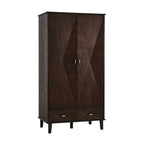 Dusklia - Brianna Concave 2 Door Wardrobe with Drawers - Walnut