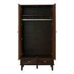 Dusklia - Brianna Concave 2 Door Wardrobe with Drawers - Walnut