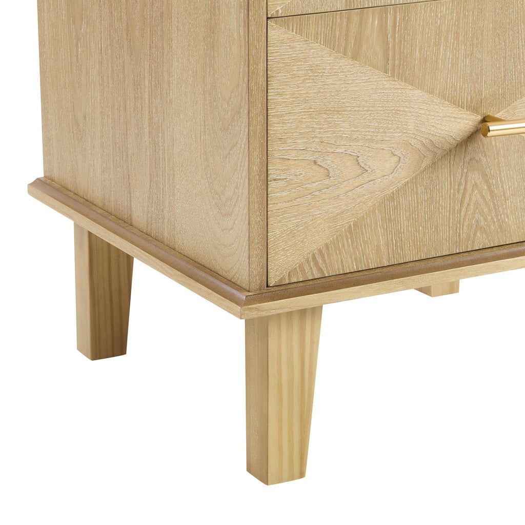 Dusklia - Brianna Concave 2 Drawer Bedside Table - Light Wood