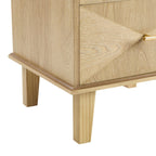 Dusklia - Brianna Concave 2 Drawer Bedside Table - Light Wood