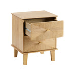 Dusklia - Brianna Concave 2 Drawer Bedside Table - Light Wood