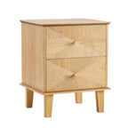 Dusklia - Brianna Concave 2 Drawer Bedside Table - Light Wood