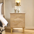 Dusklia - Brianna Concave 2 Drawer Bedside Table - Light Wood