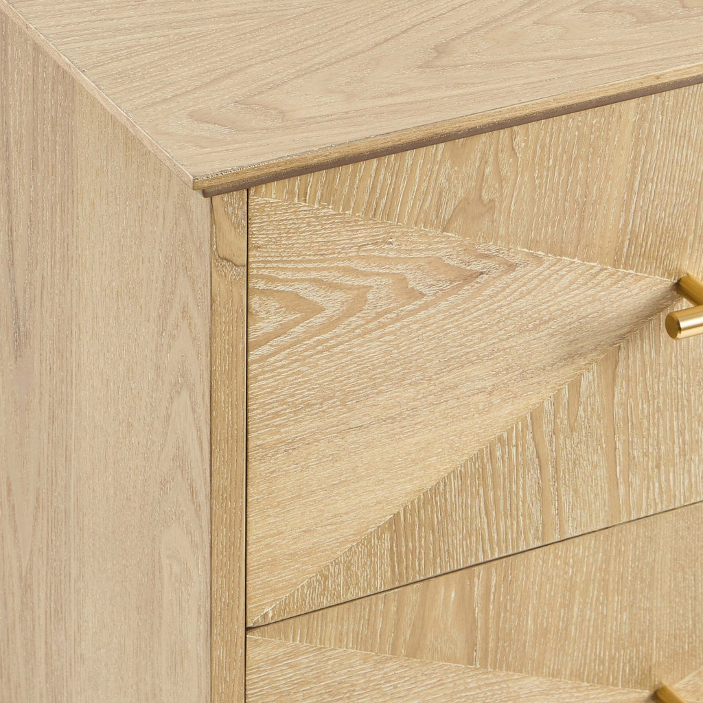 Dusklia - Brianna Concave 2 Drawer Bedside Table - Light Wood
