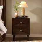 Dusklia - Brianna Concave 2 Drawer Bedside Table - Walnut