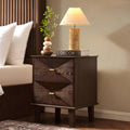 Dusklia - Brianna Concave 2 Drawer Bedside Table - Walnut