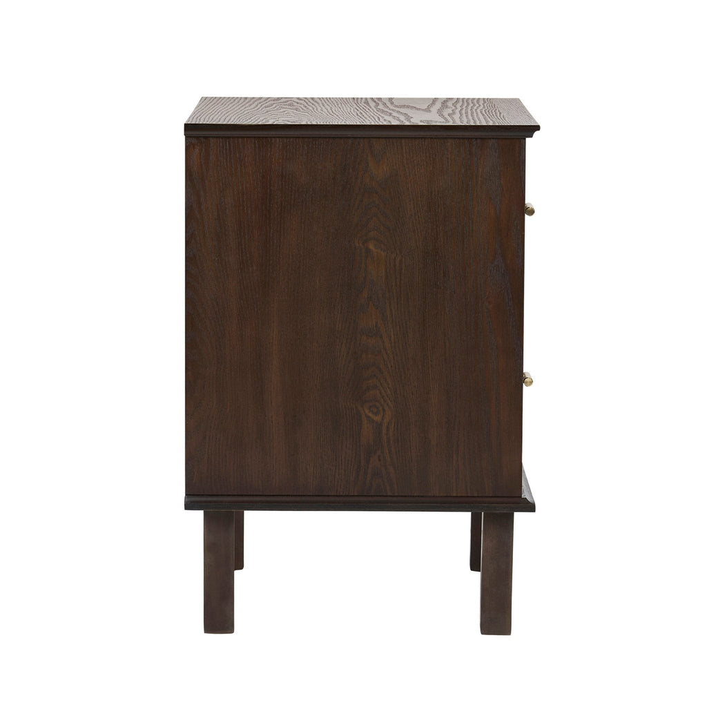 Dusklia - Brianna Concave 2 Drawer Bedside Table - Walnut