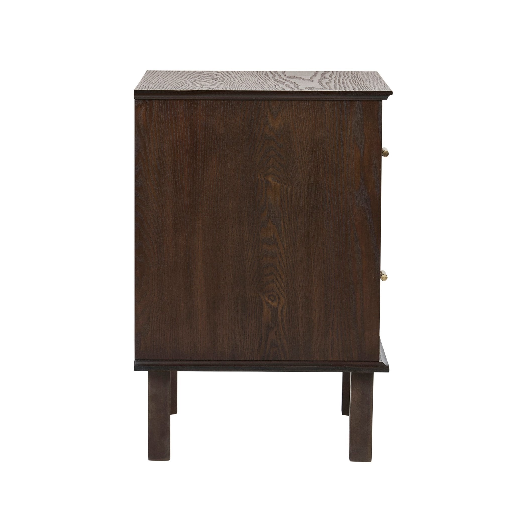 Dusklia - Brianna Concave 2 Drawer Bedside Table - Walnut