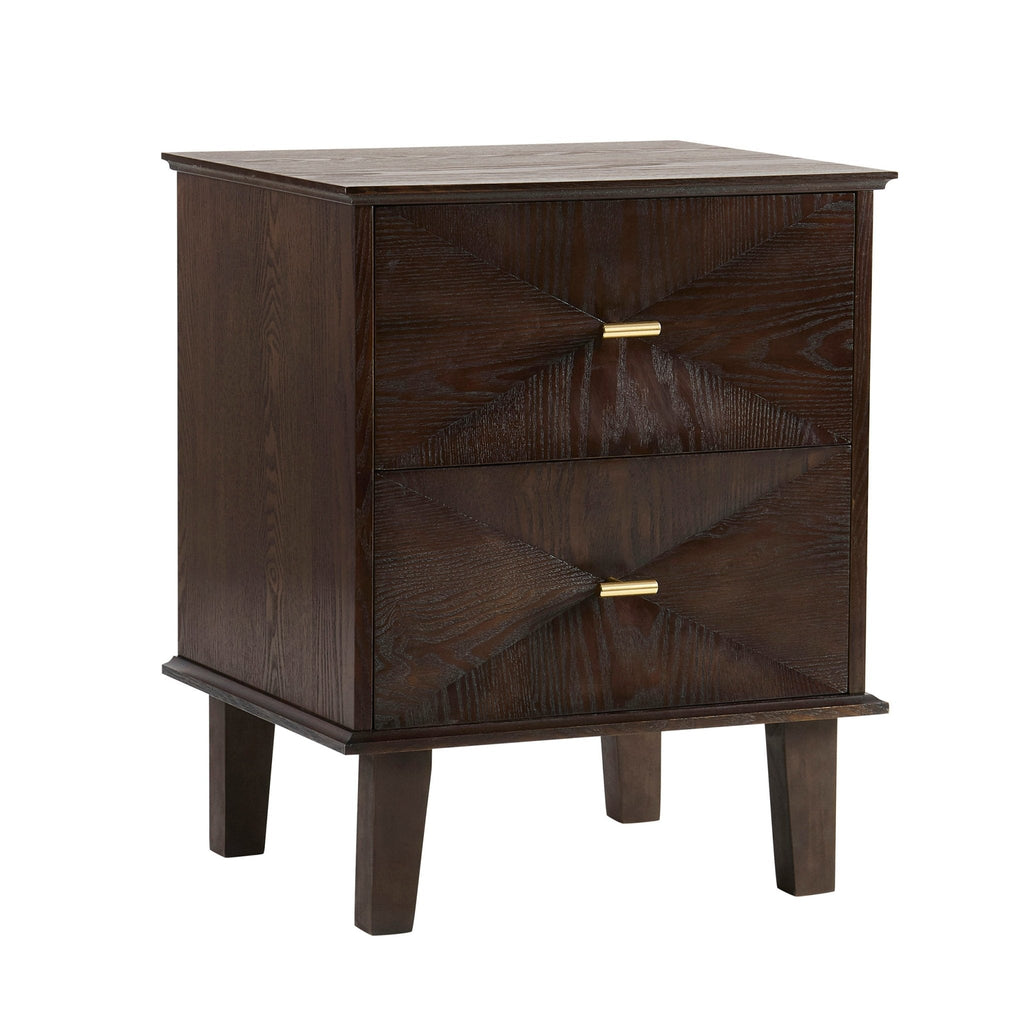 Dusklia - Brianna Concave 2 Drawer Bedside Table - Walnut