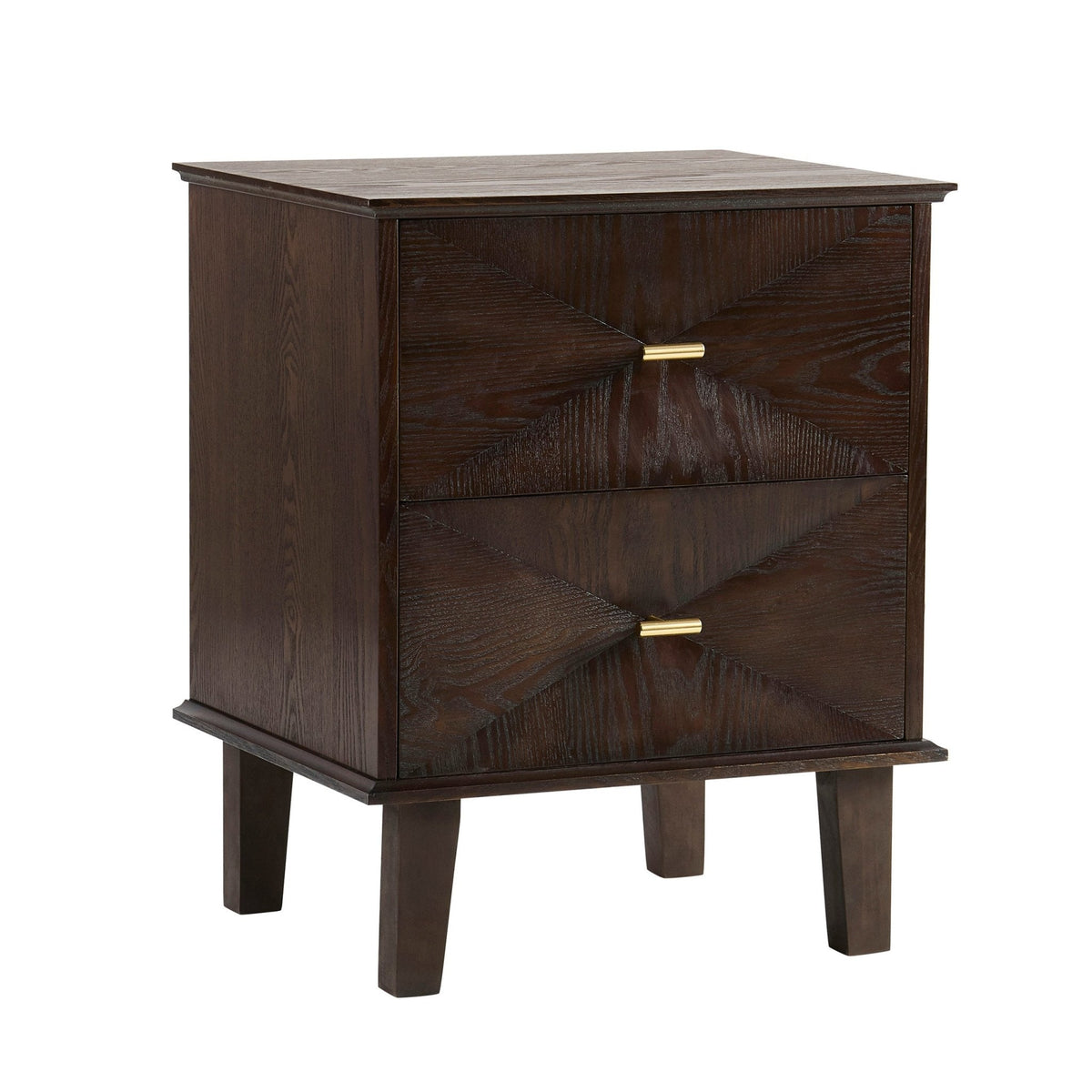 Dusklia - Brianna Concave 2 Drawer Bedside Table - Walnut