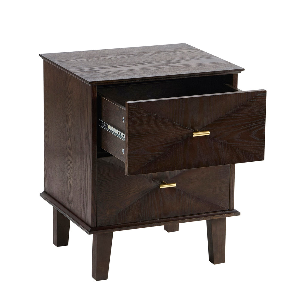 Dusklia - Brianna Concave 2 Drawer Bedside Table - Walnut