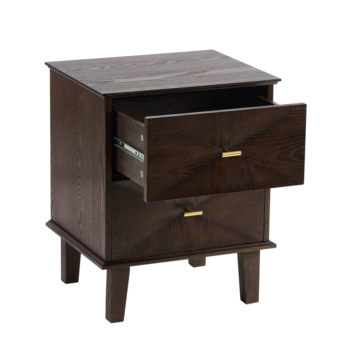 Dusklia - Brianna Concave 2 Drawer Bedside Table - Walnut