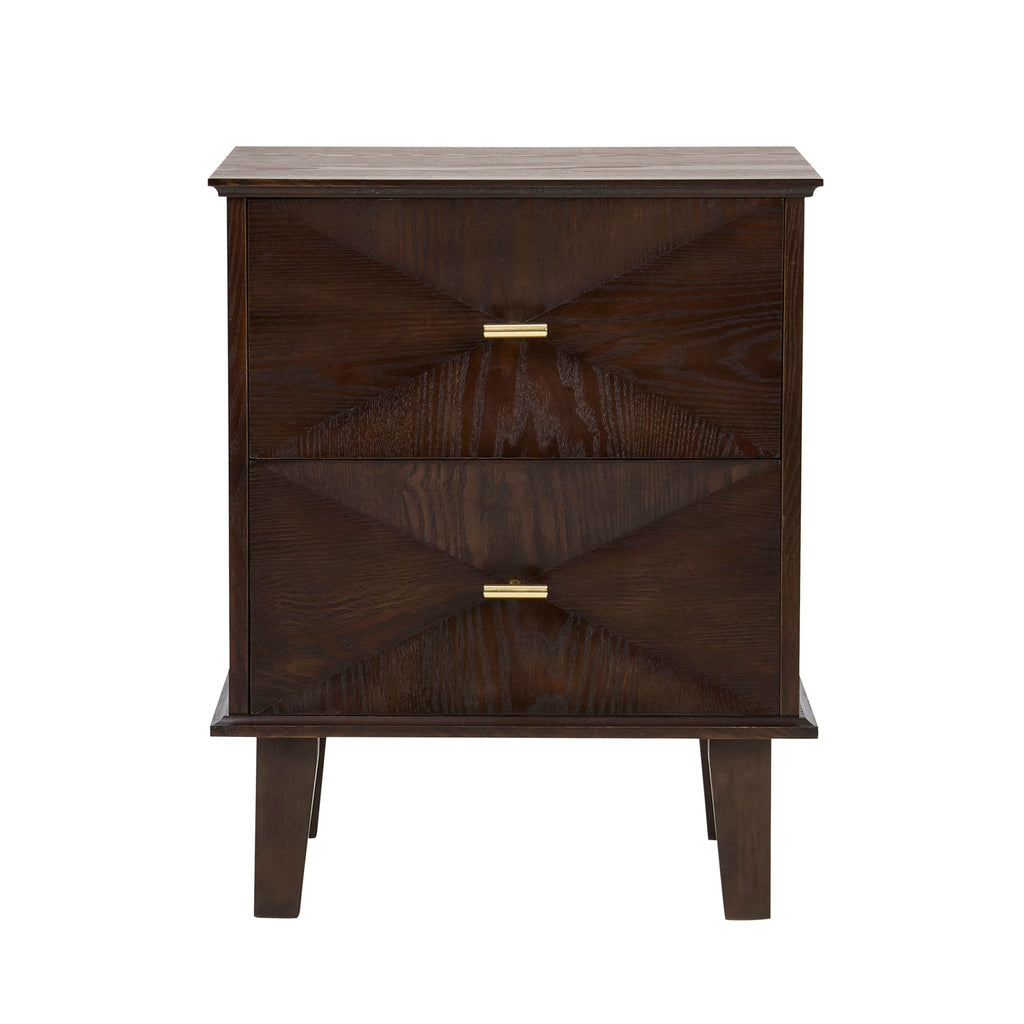 Dusklia - Brianna Concave 2 Drawer Bedside Table - Walnut