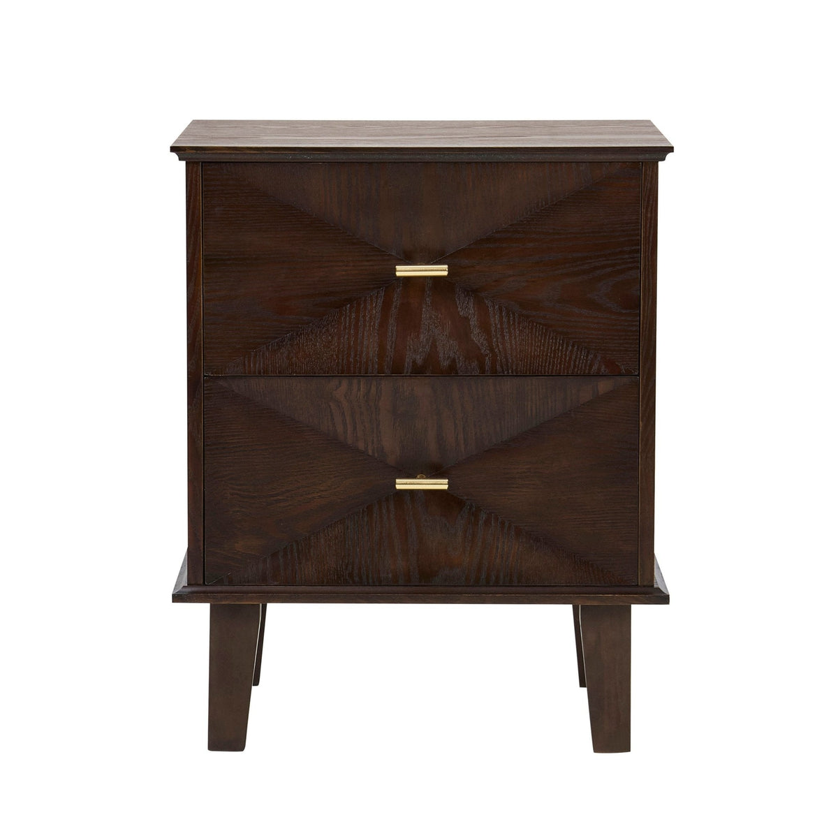 Dusklia - Brianna Concave 2 Drawer Bedside Table - Walnut