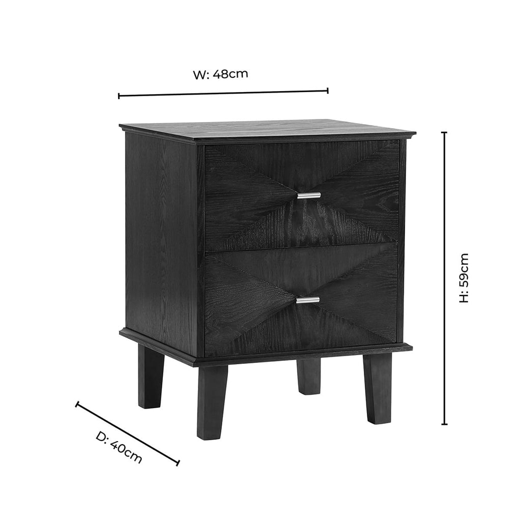 Dusklia - Brianna Concave 2 Drawer Bedside Table - Walnut