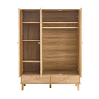 Dusklia - Brianna Concave 3 Door Wardrobe with Drawers - Light Wood