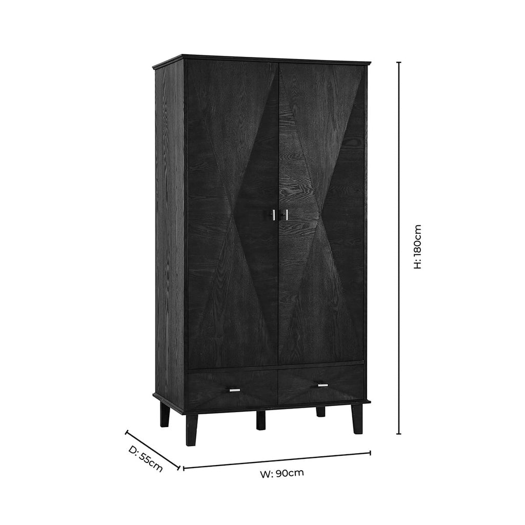 Dusklia - Brianna Concave 3 Door Wardrobe with Drawers - Light Wood