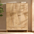 Dusklia - Brianna Concave 3 Door Wardrobe with Drawers - Light Wood