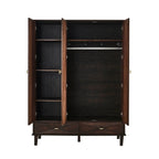 Dusklia - Brianna Concave 3 Door Wardrobe with Drawers - Walnut