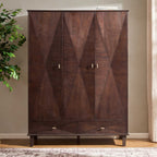 Dusklia - Brianna Concave 3 Door Wardrobe with Drawers - Walnut