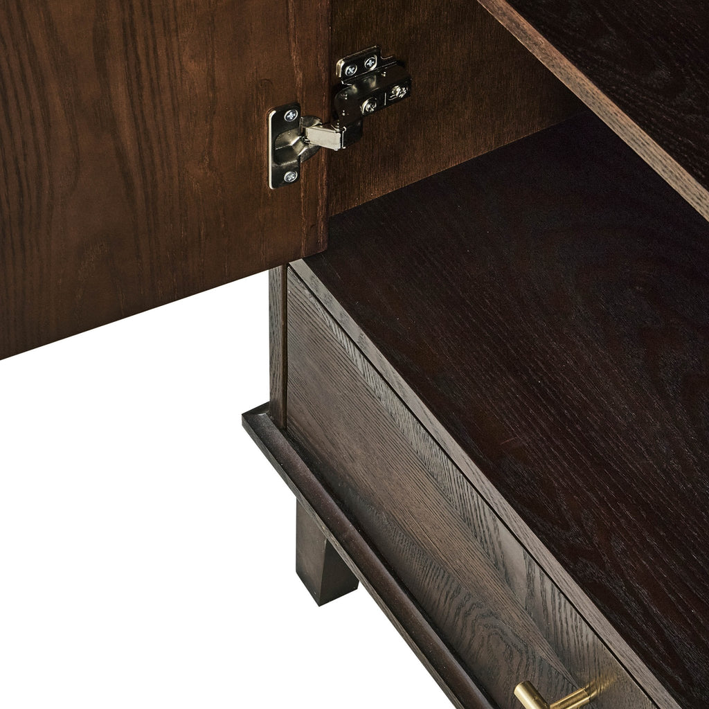 Dusklia - Brianna Concave 3 Door Wardrobe with Drawers - Walnut