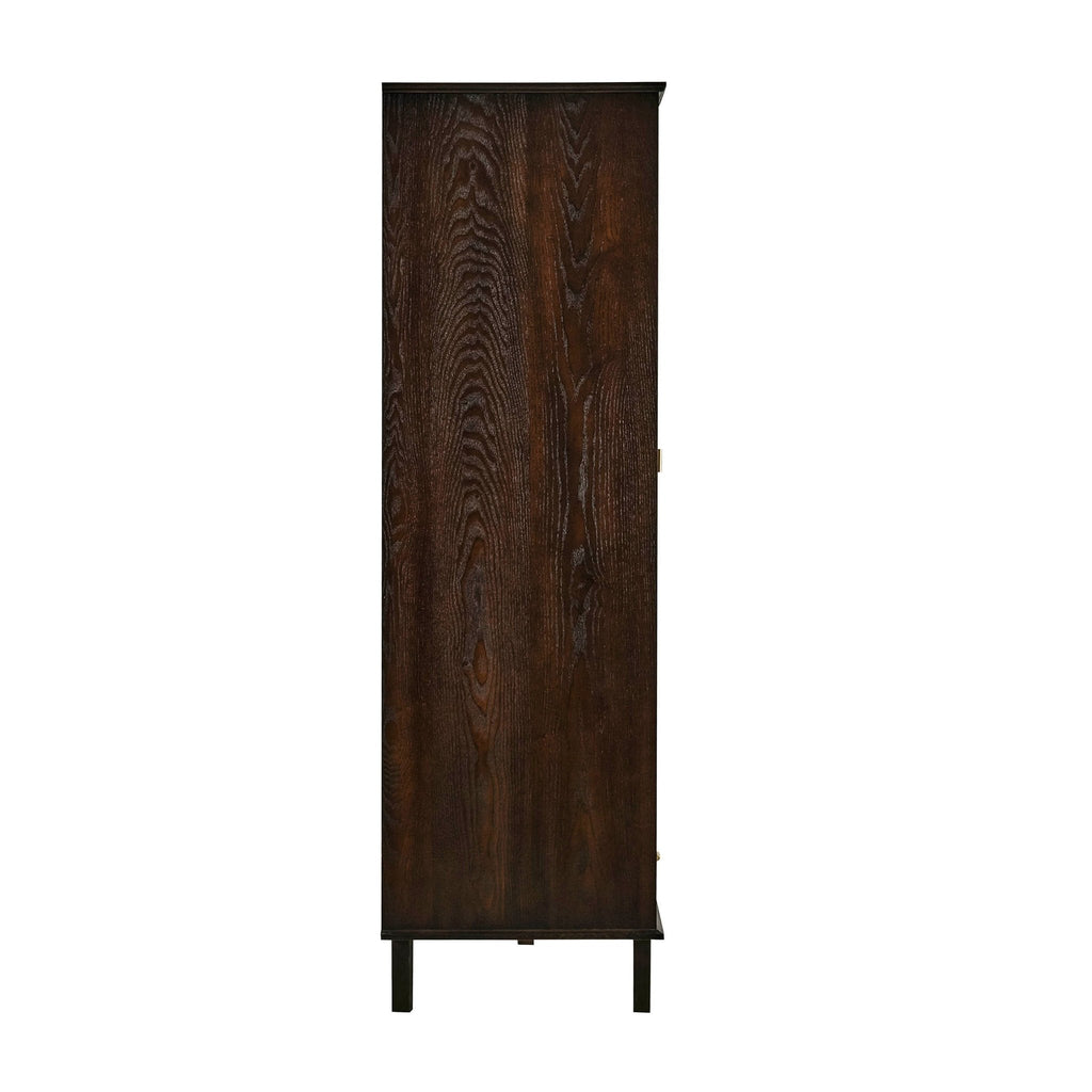 Dusklia - Brianna Concave 3 Door Wardrobe with Drawers - Walnut