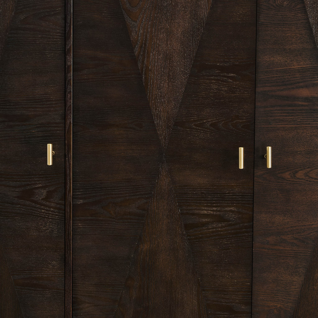 Dusklia - Brianna Concave 3 Door Wardrobe with Drawers - Walnut
