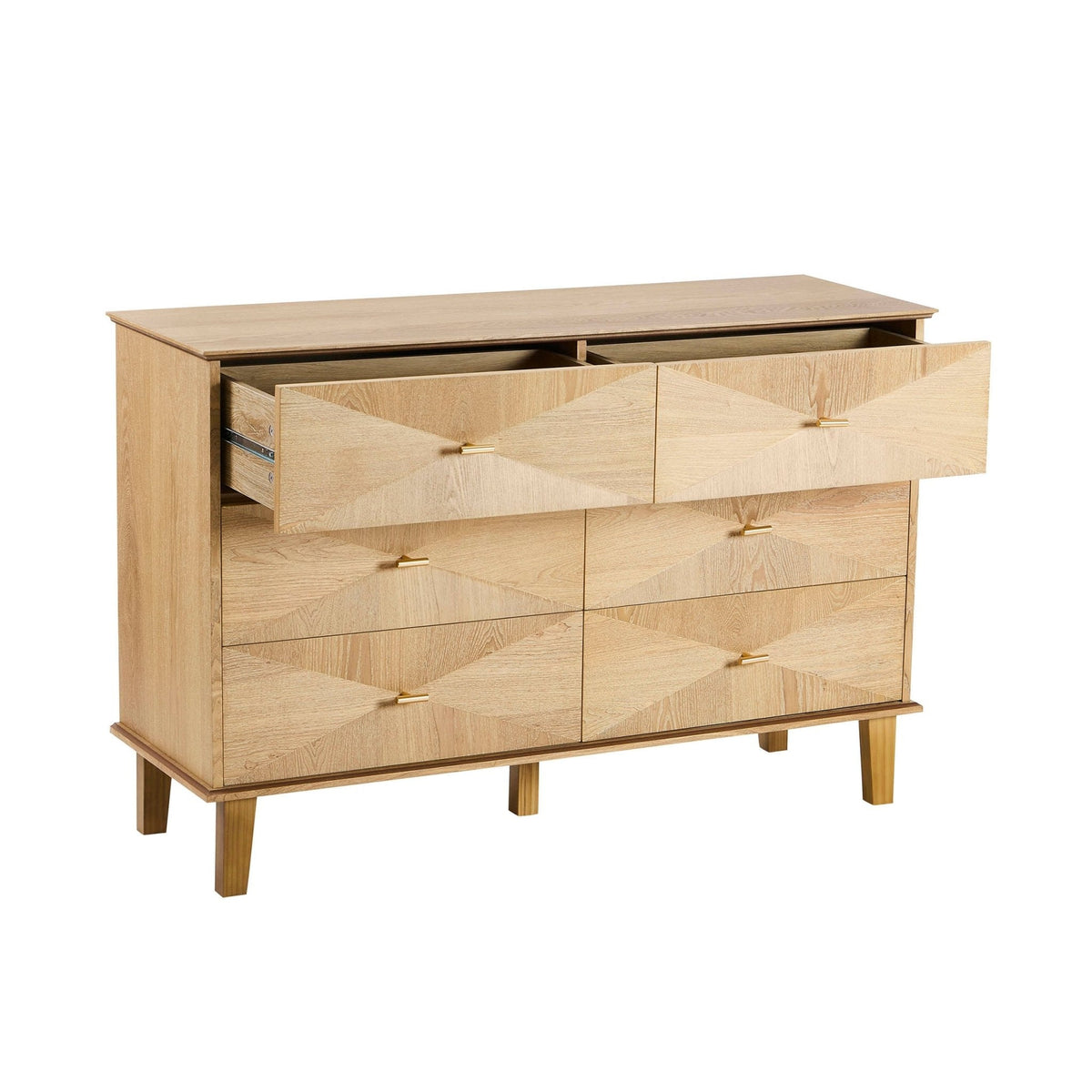 Dusklia - Brianna Concave 6 Drawer Chest - Light Wood