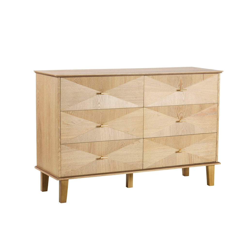 Dusklia - Brianna Concave 6 Drawer Chest - Light Wood