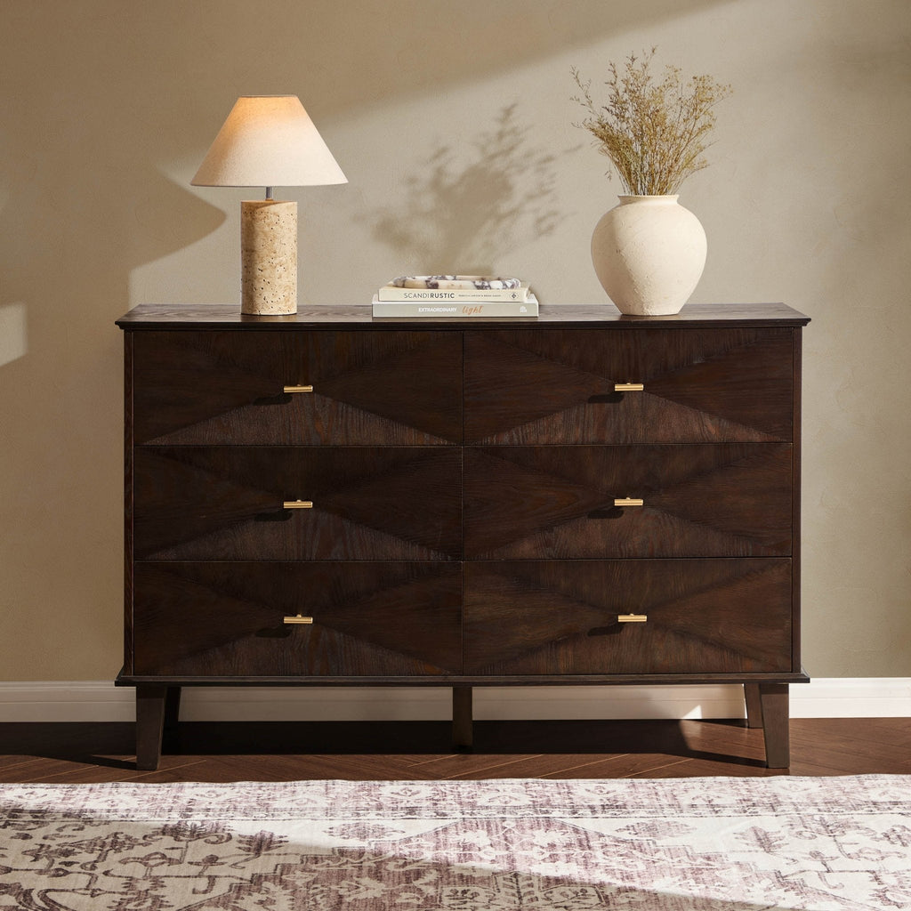 Dusklia - Brianna Concave 6 Drawer Chest - Walnut
