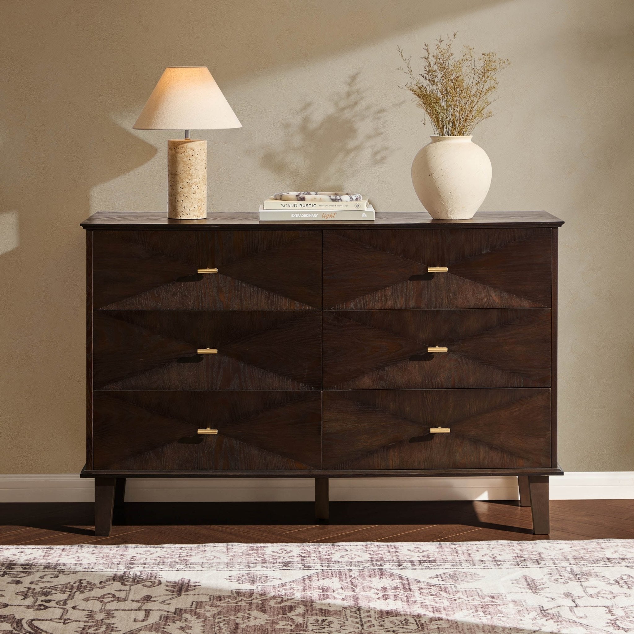 Dusklia - Brianna Concave 6 Drawer Chest - Walnut