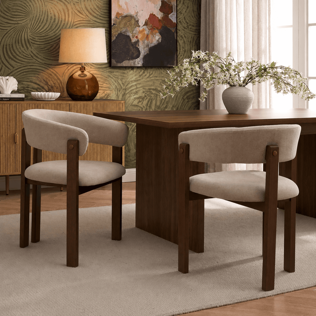 Dusklia - Bridget Set of 2 Dining Chairs - Chenille Oatmeal
