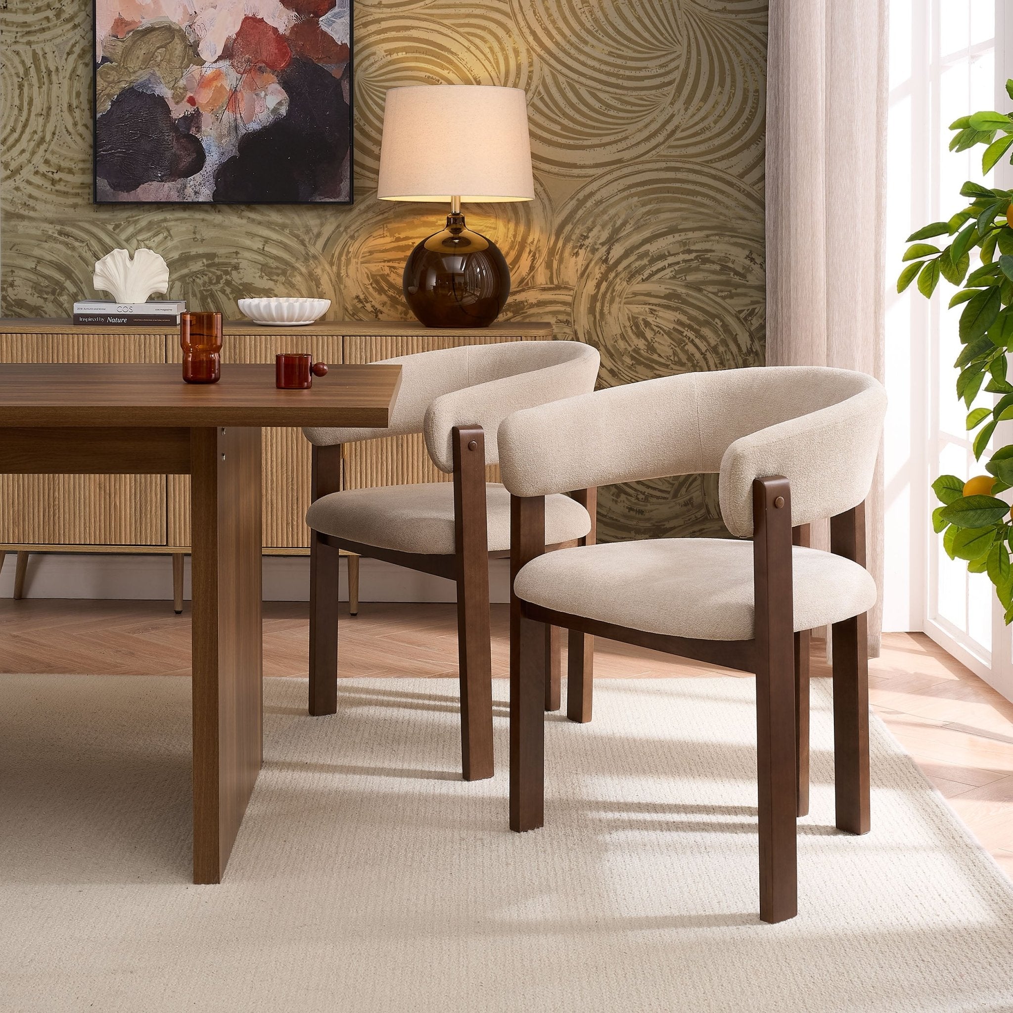 Dusklia - Bridget Set of 2 Dining Chairs - Chenille Oatmeal
