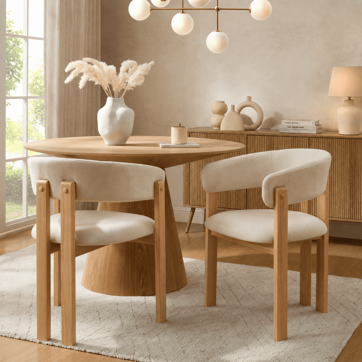 Dusklia - Bridget Set of 2 Dining Chairs - Cream Linen