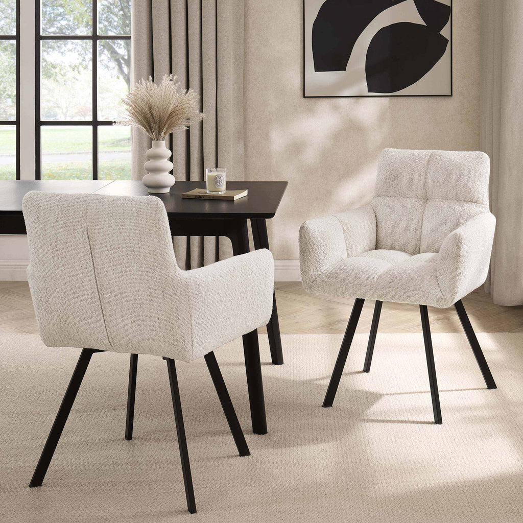 Dusklia - Brooke Dining Chair - Boucle Ivory