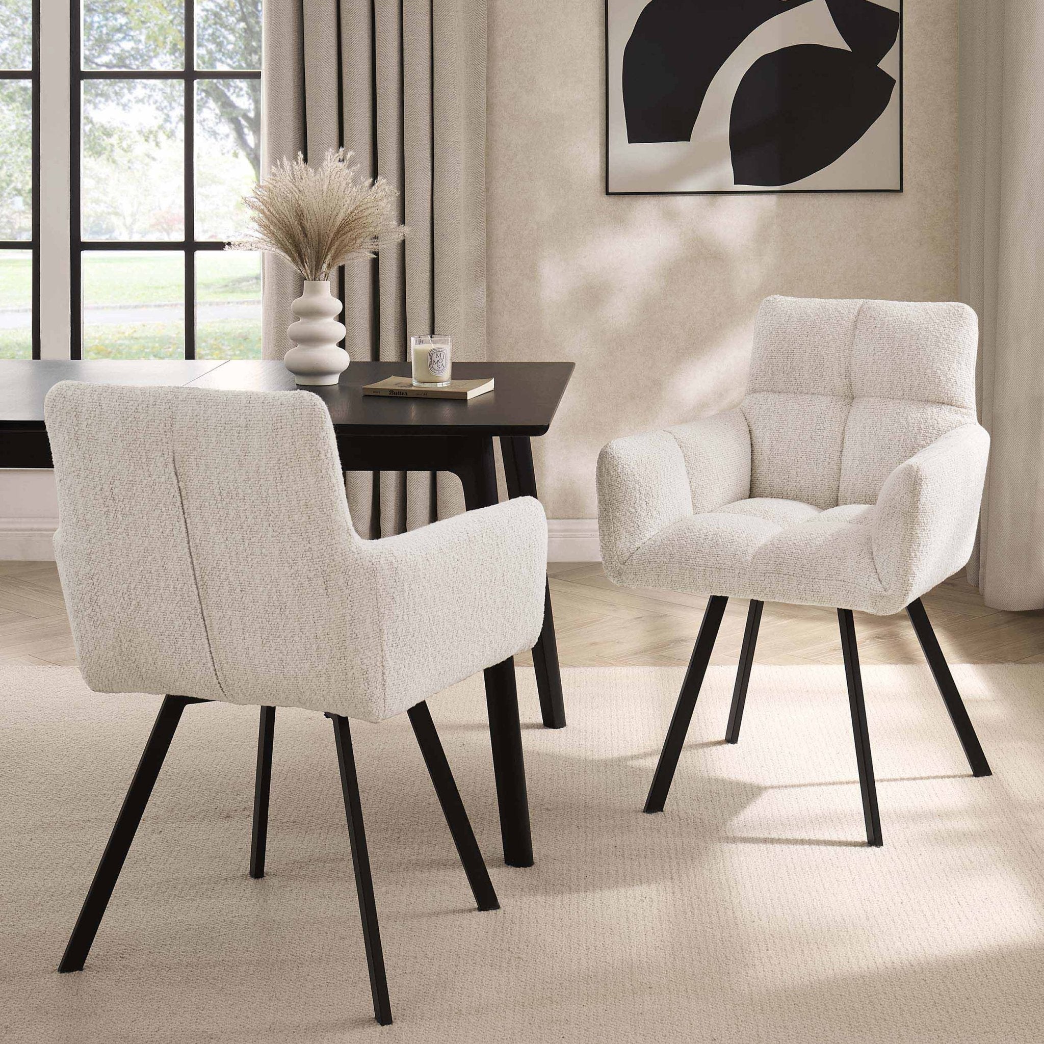 Dusklia - Brooke Dining Chair - Boucle Ivory