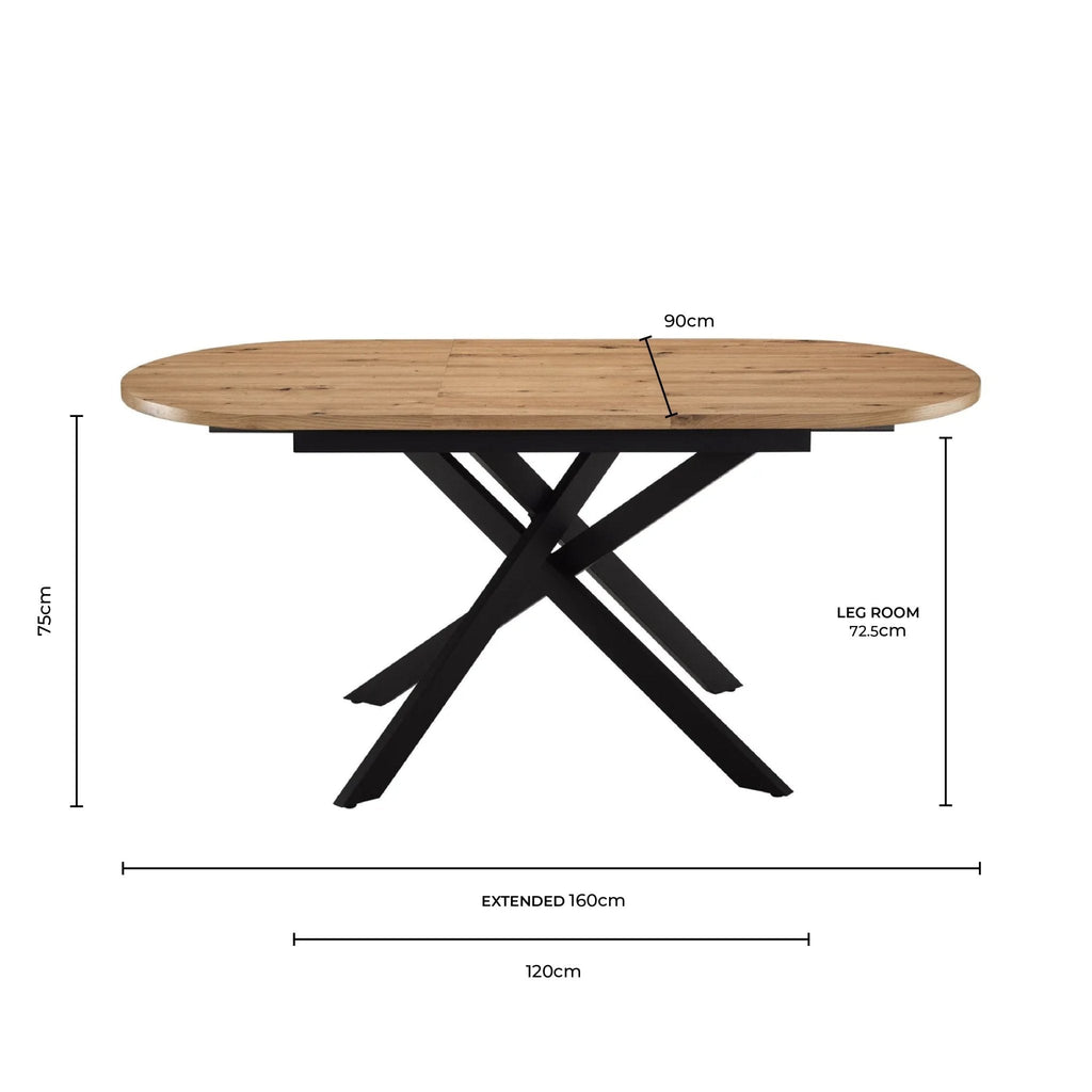 Dusklia - Brooke Oval Extendable 4-6 Seater Dining Table - Stone/Black